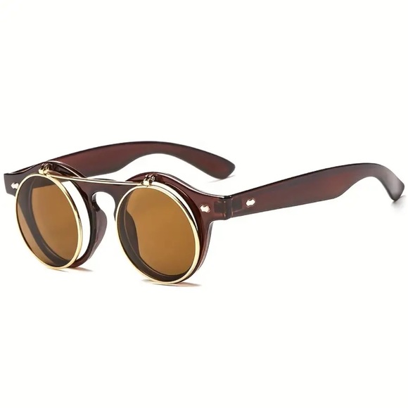 ‼️$7‼️ Round Flip Up Steampunk Gothic Double Layer Glasses, 3 Colors - Picture 6 of 10